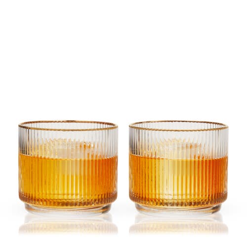 Viski Meridian Crystal Lowball Tumblers In Clear