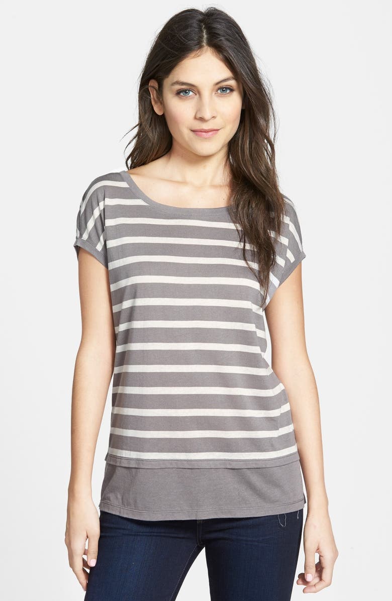 Halogen® Layered Look Stripe Tee (Regular & Petite) | Nordstrom