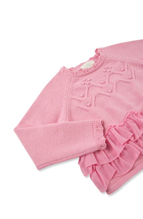 Peek Aren't You Curious Kids' Crinkle Ruffle Sweater & Pants Set In Rose