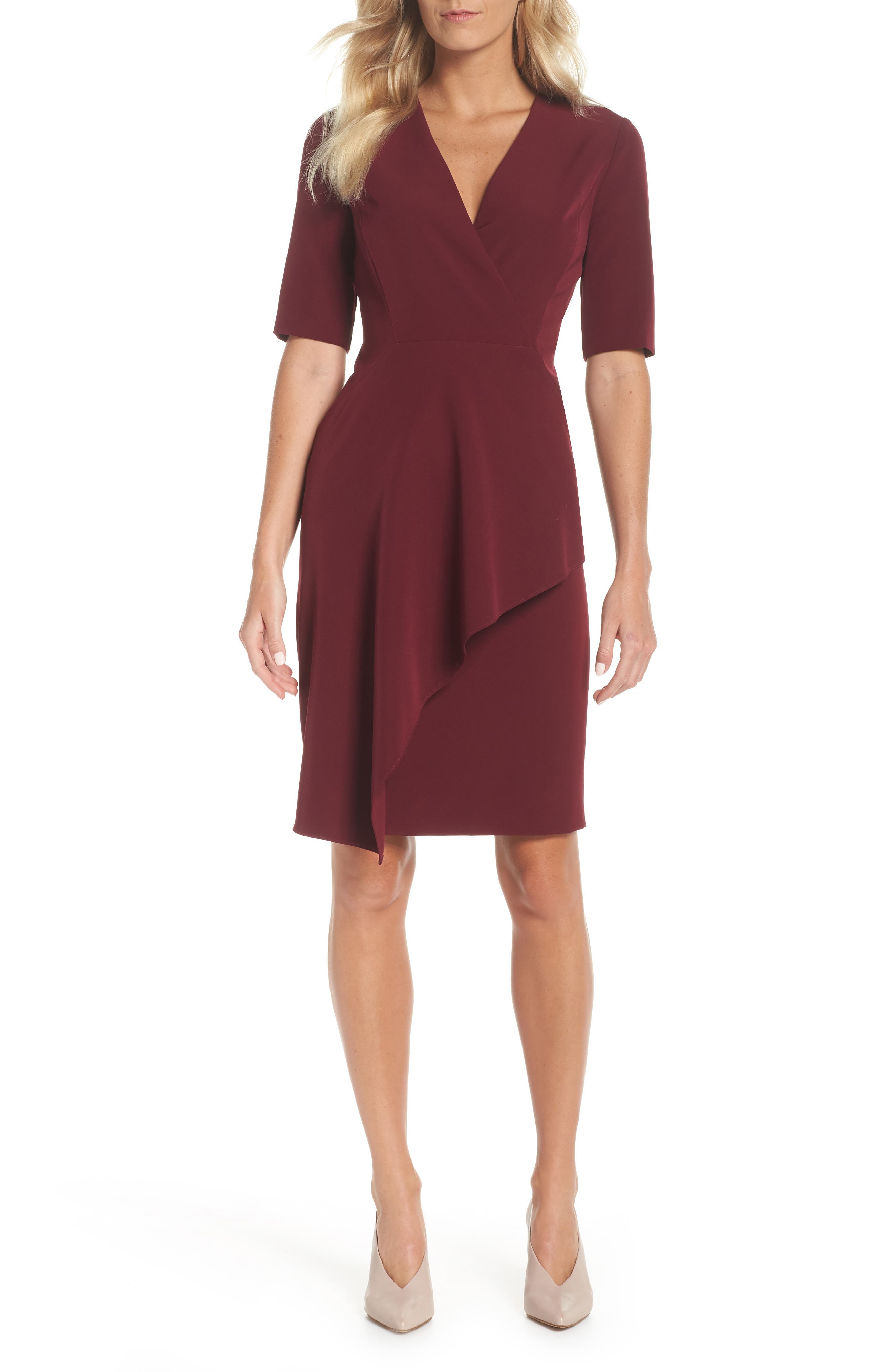 maggy london crepe ruffle dress