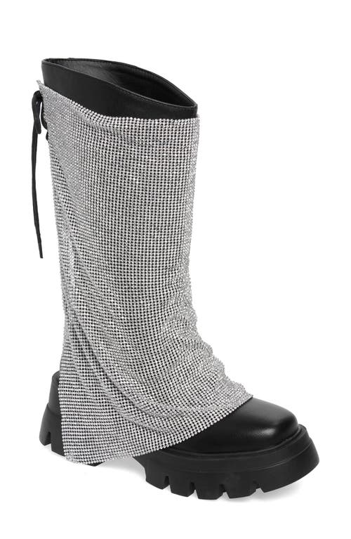 AZALEA WANG Bloomfield Crystal Chainmail Boot Silver at Nordstrom,