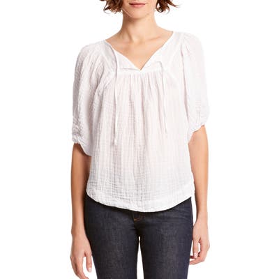 Michael Stars Bibi Texture Mix Cotton Blouse, White