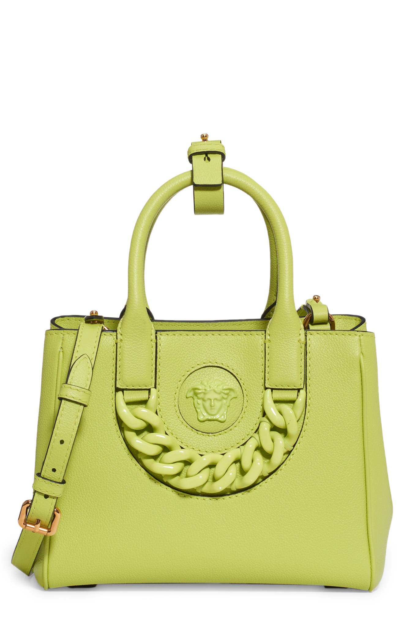 Versace La Medusa Mini Leather Shoulder Bag in Yellow