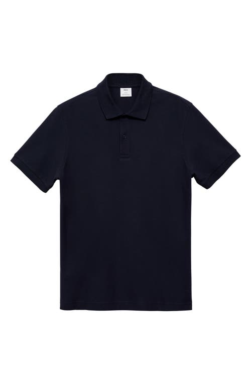 Shop Mango Relaxed Cotton Piqué Knit Polo In Dark Navy