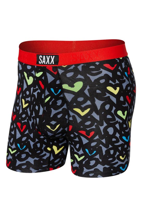 Saxx Ultra Super Soft Relaxed Fit Boxer Briefs In Love Is All- Grey