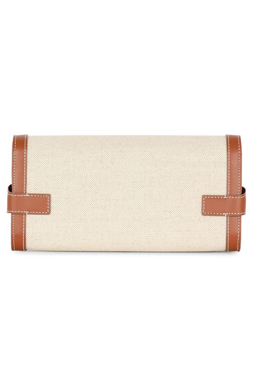 Shop Balmain B-buzz 23 Canvas & Leather Clutch In Gem Natural/brown