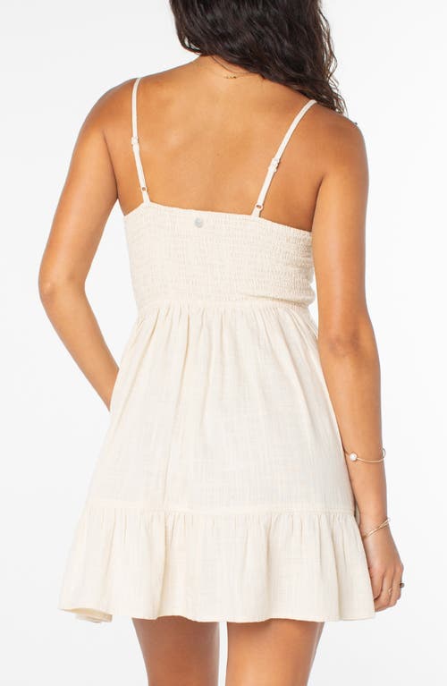 Roxy Jasmine Breeze Smocked Back Mini Sundress In Parchment