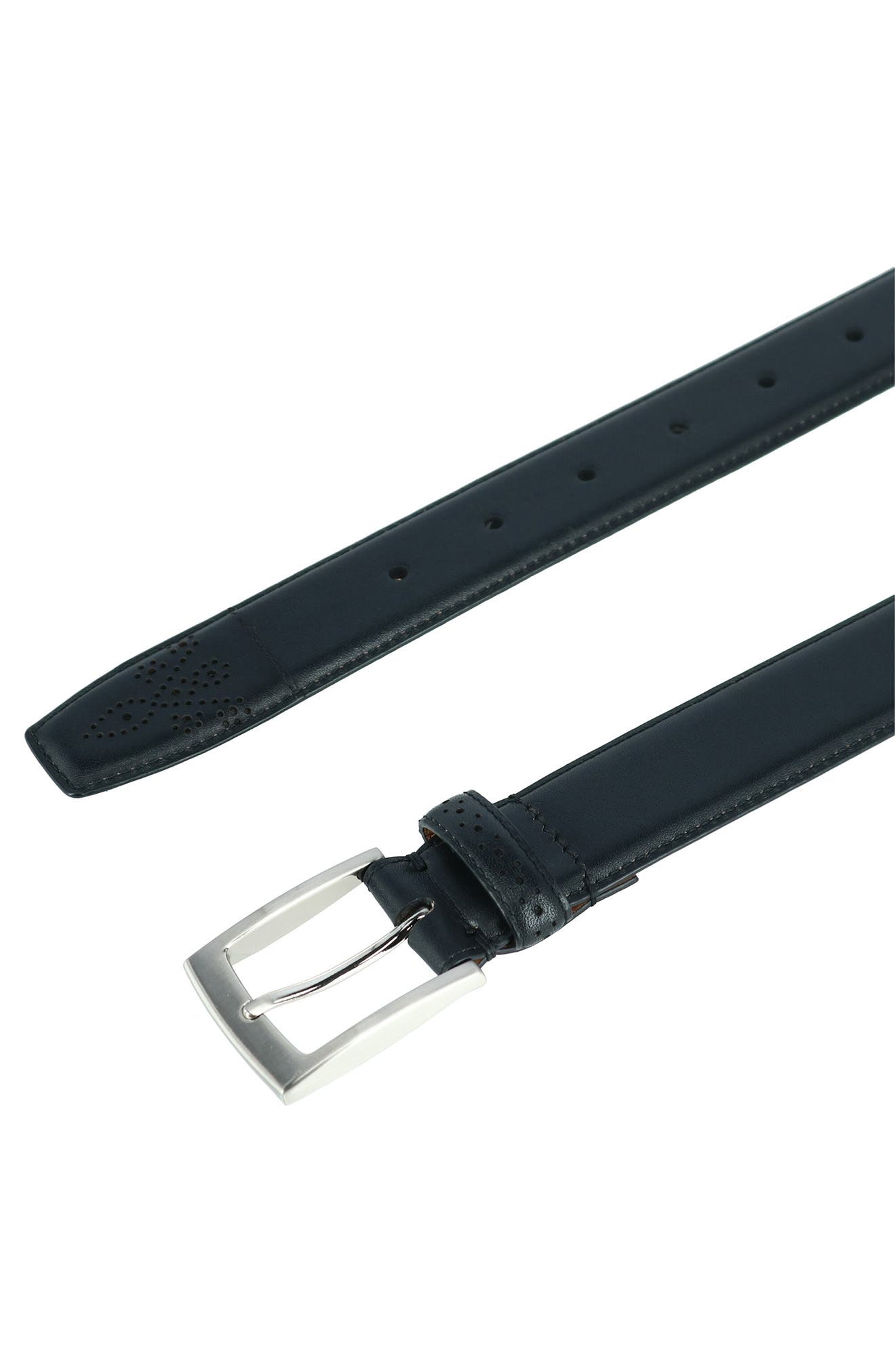 Phenix Perforated Touch Leather Belt In Black