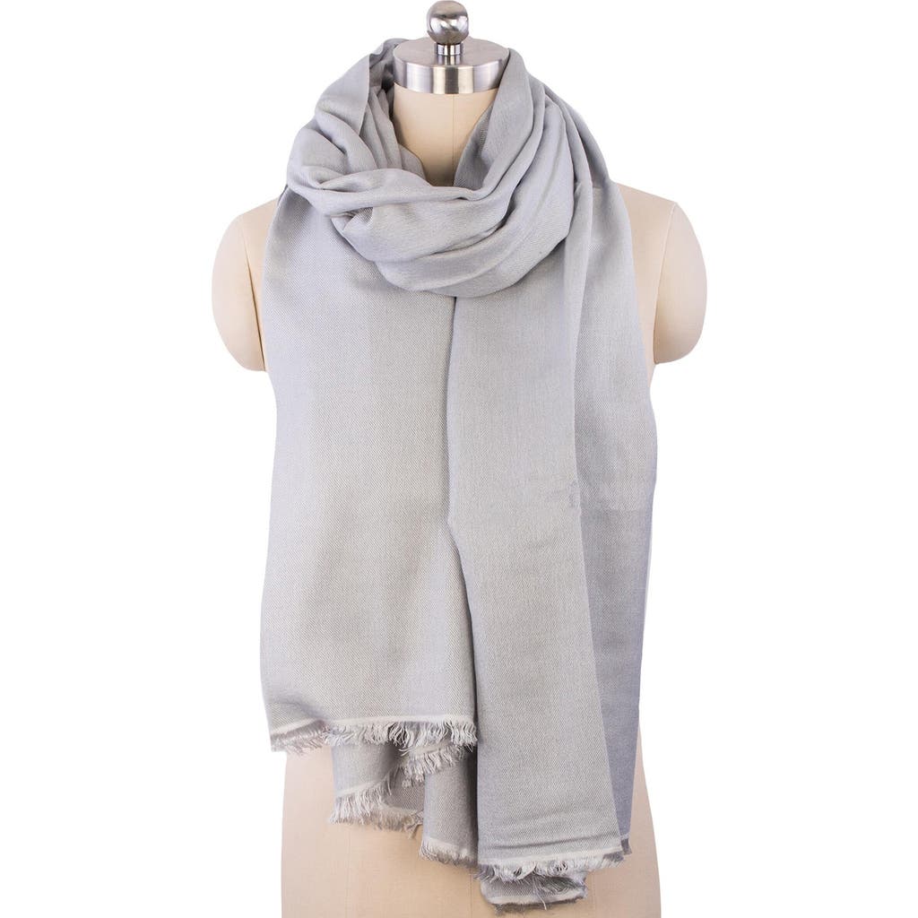 Saachi Cashmere Silk Eyelash Fringe Scarf In Warm Grey