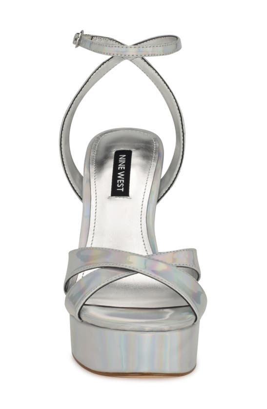 Shop Nine West Jessie Ankle Strap Platform Sandal In Silver