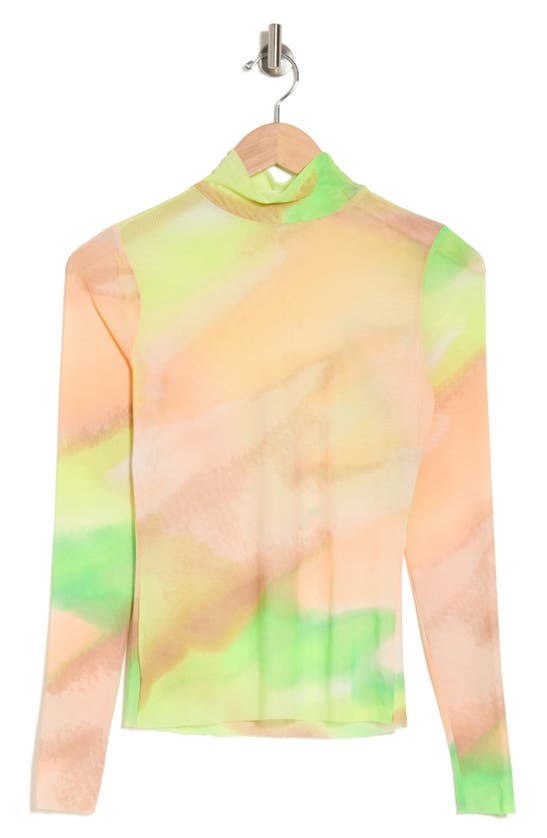 Shop Afrm Los Angeles Zoe Mock Neck Mesh Top In Lime Ombre