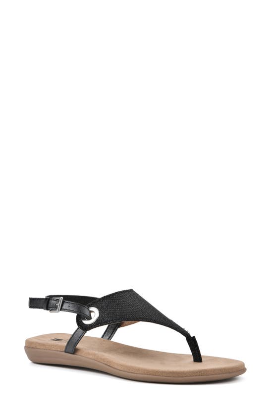 White Mountain Footwear London T-strap Sandal In Black/ Glitter/ Fab