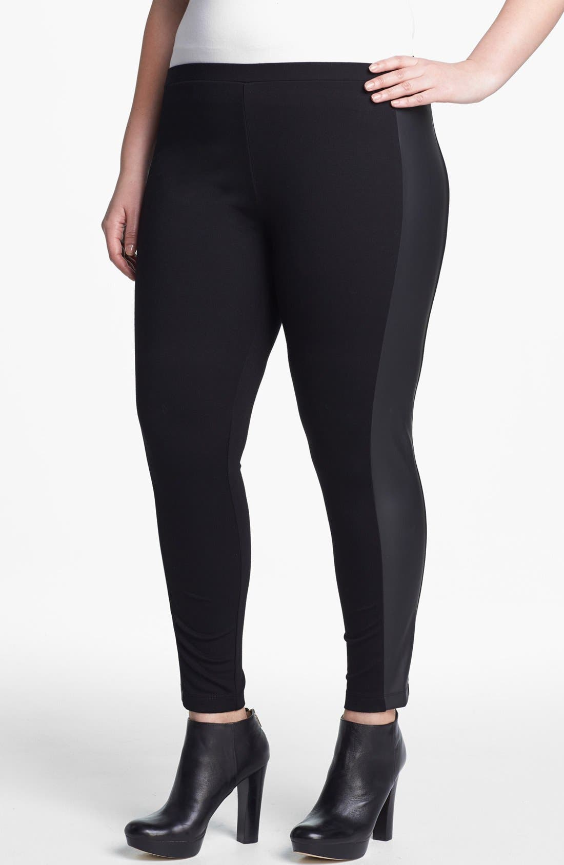 Vince Camuto Faux Leather Trim Leggings (Plus Size) Nordstrom