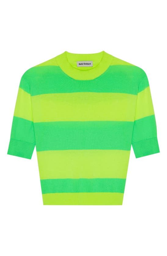 Molly Goddard Lynne Short Sleeve Cotton Sweater In Neon Yellow Neon ...