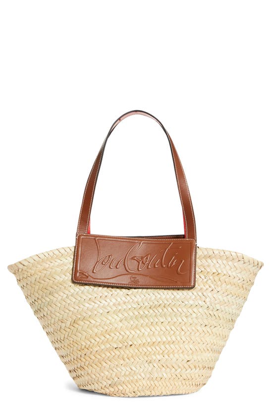 CHRISTIAN LOUBOUTIN LOUBISHORE LOGO STRAW TOTE