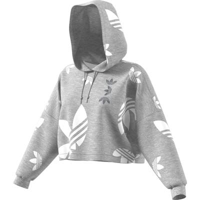 Adidas Originals Large Logo Crop Hoodie, Grey