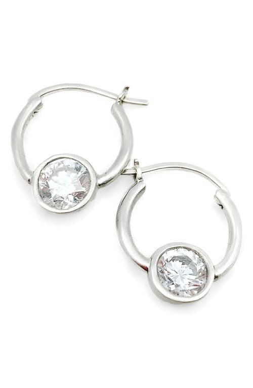 Shop Leslie Paige White Topaz Hoop Earrings In Yellow Gold/topaz