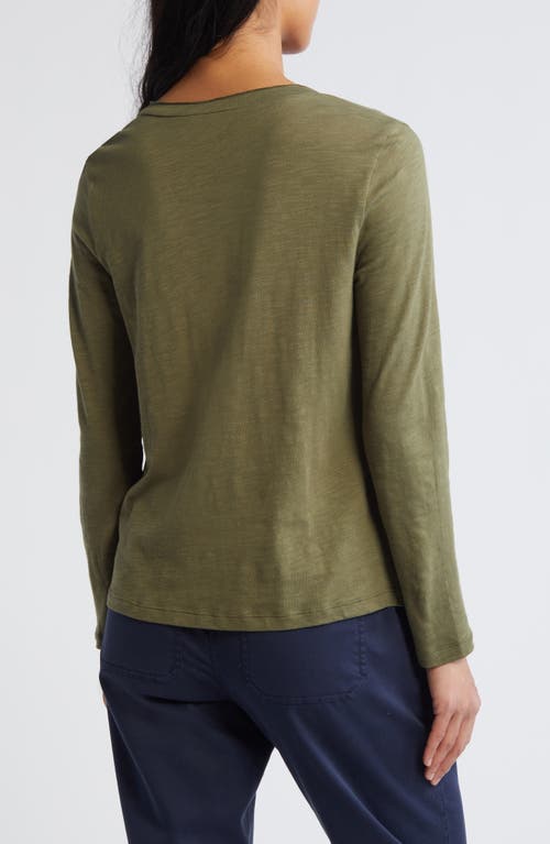 Shop Caslonr Caslon(r) Long Sleeve V-neck Shirt In Olive Burnt