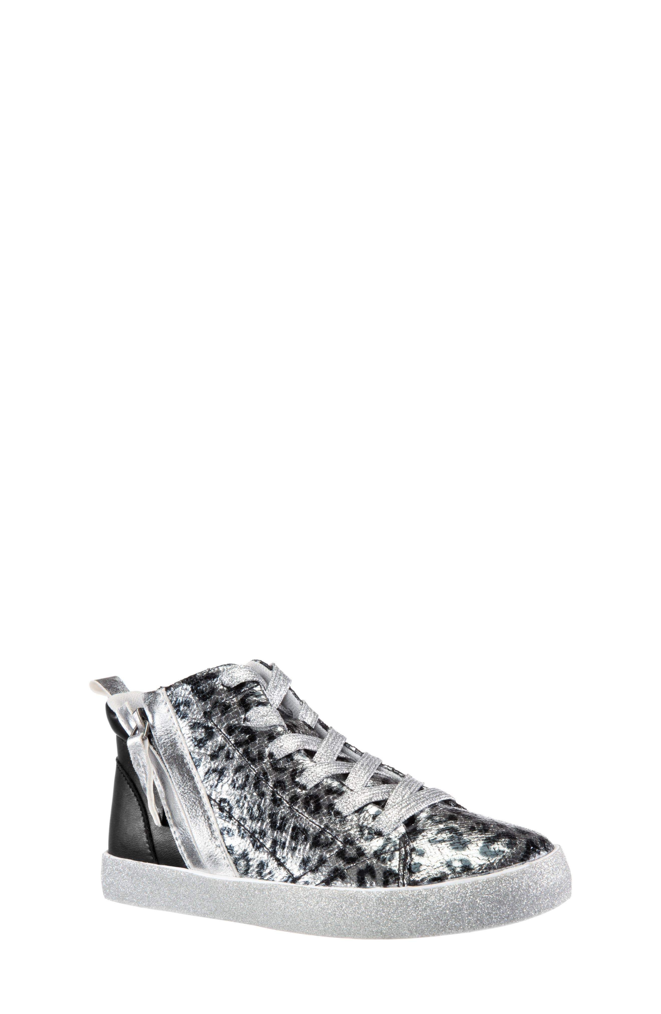 UPC 794378406303 product image for Girl's Nina Jossie2 Metallic Leopard Print High Top Sneaker, Size 4 M - Metallic | upcitemdb.com