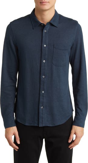 Billy Reid Hemp Cotton Knit Button Up Shirt Nordstrom