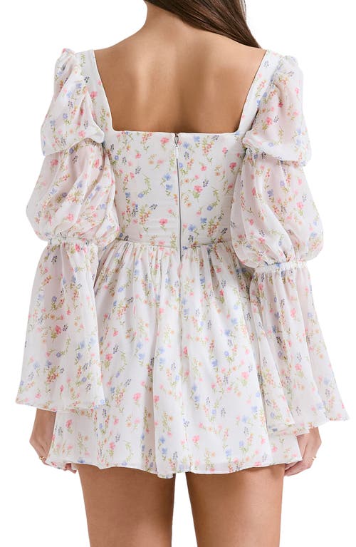 HOUSE OF CB HOUSE OF CB SANCIA FLORAL PRINT CORSET LONG SLEEVE MINIDRESS 