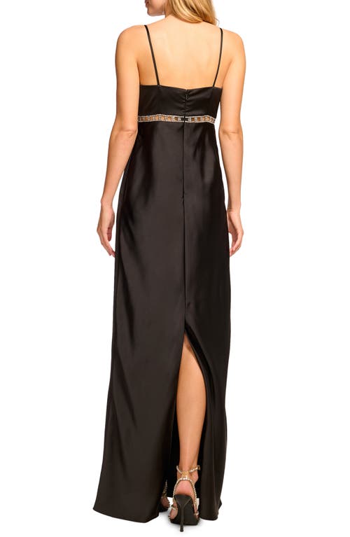 Shop Ramy Brook Mosby Rhinestone Detail Satin Slipdress In Black