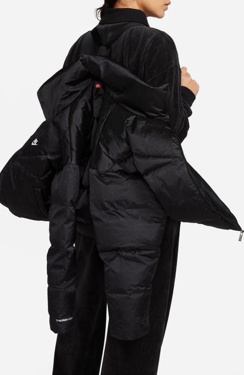 Shop Nike Sportswear Therma-fit City Series Shine Puffer Jacket In Black/black/white
