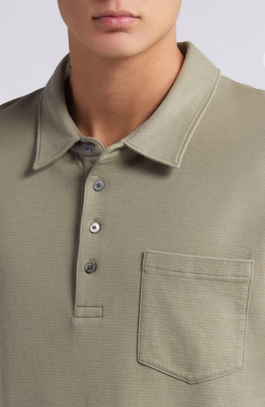 Frame Men's Duo Fold Ribbed Polo In Dry Sage