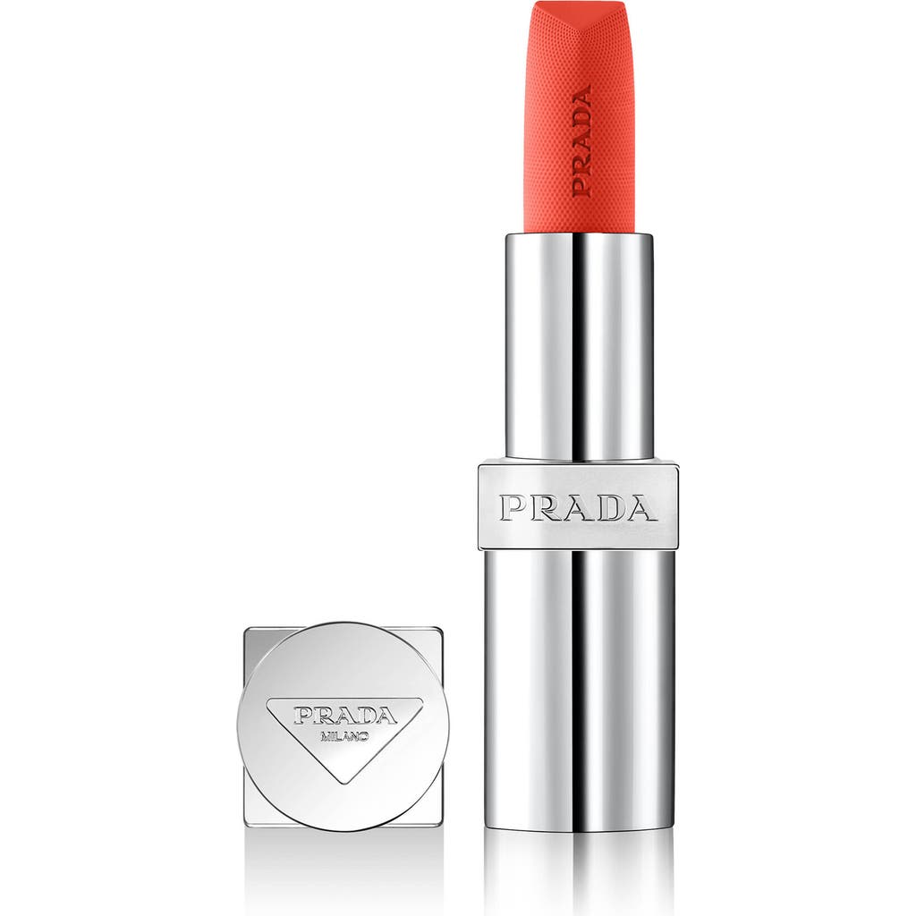 Prada Monochrome Soft Matte Refillable Lipstick in O176 Nacarat - Coral Orange 