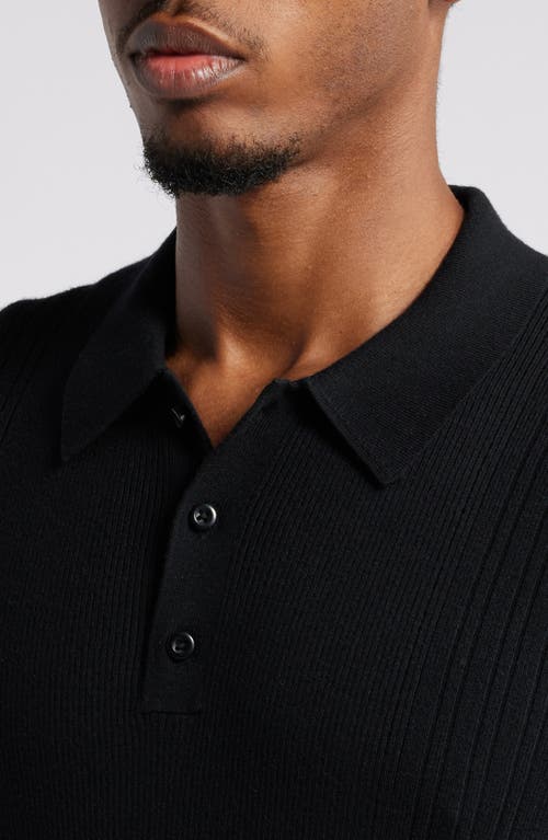Open Edit Rib Polo Sweater In Black