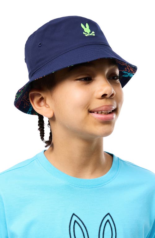 Shop Psycho Bunny Kids' Barrett Reversible Bucket Hat In Navy