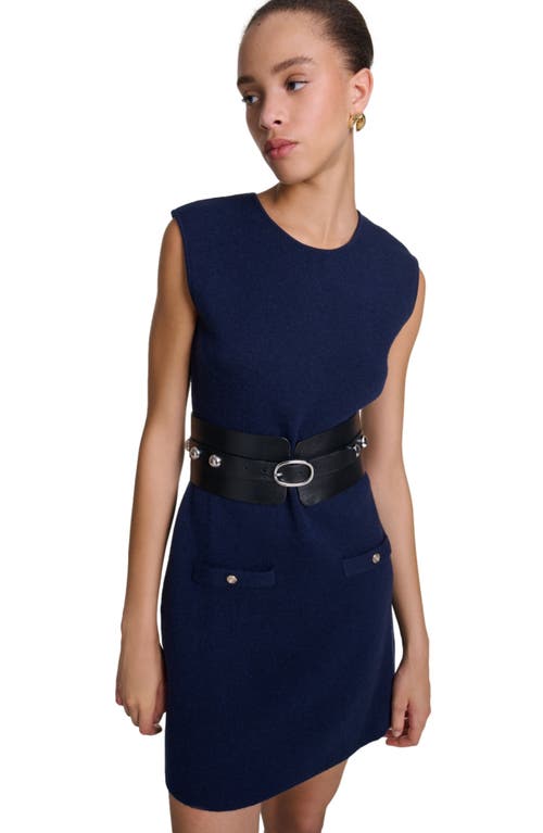 Shop Maje Knit 2-in-1 Short Dress In Navy