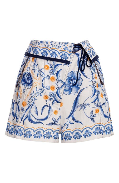 Shop Agua Bendita Sophie Azure Cover-up Shorts In Blue