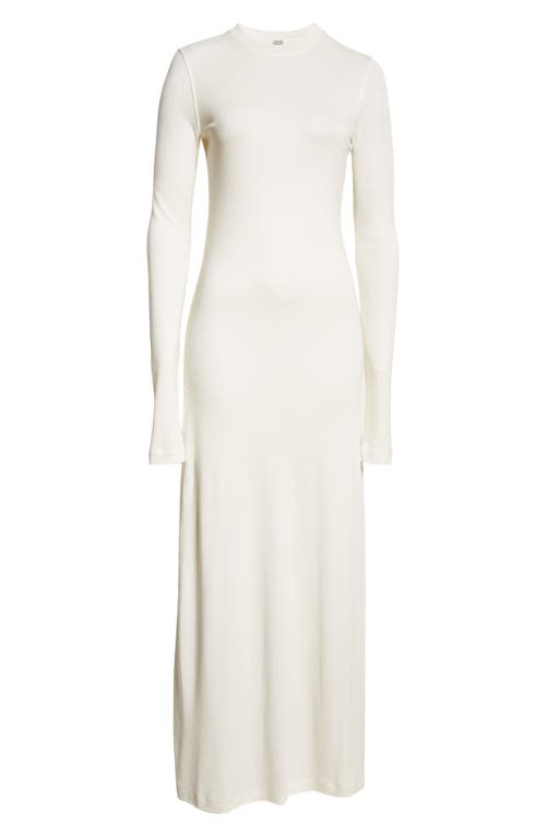 Shop Totême Toteme Long Sleeve Jersey Maxi Dress In Meringue