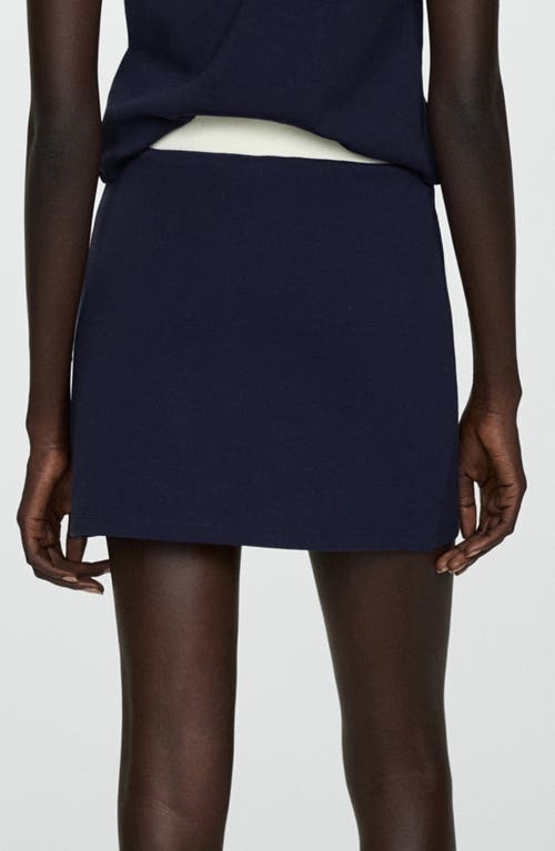 Mango Knit Miniskirt In Dark Navy