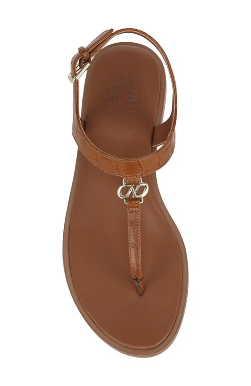 Naturalizer Lizzi T-strap Flat Sandals In English Tea Croco