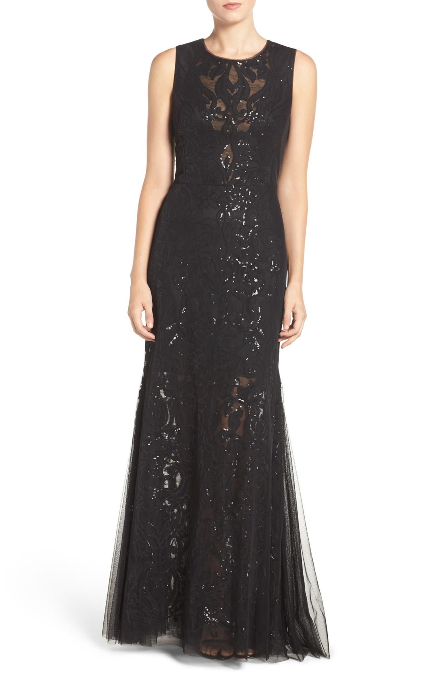 Vera Wang Sequin Lace & Tulle Gown | Nordstrom