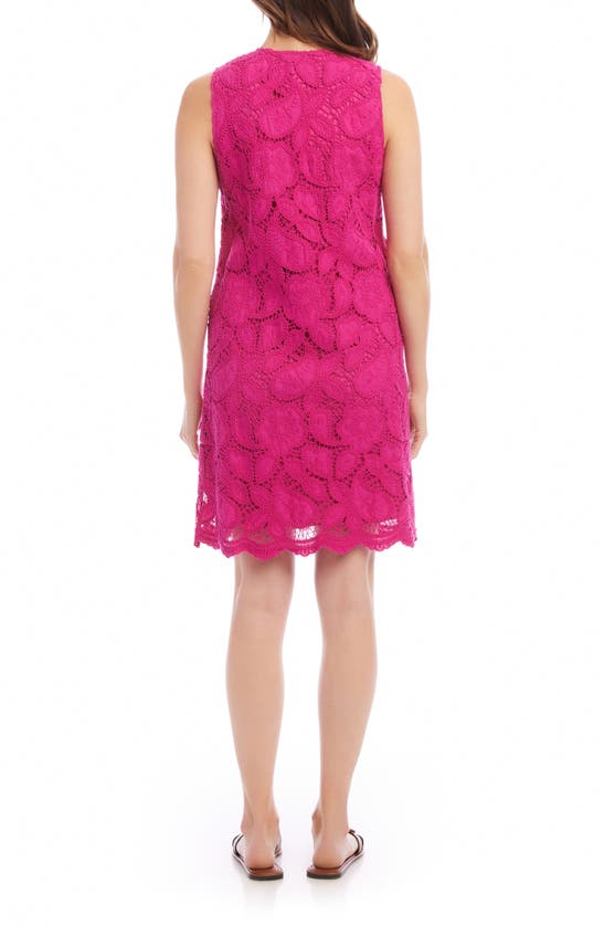Shop Karen Kane Sleeveless Cotton Blend Lace Shift Dress In Dark Pink