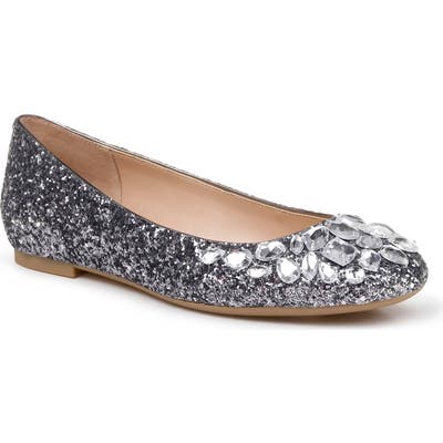 Jewel Badgley Mischka Mathilda Embellished Ballet Flat, Grey