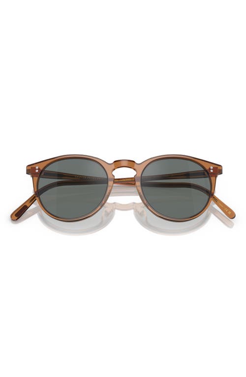 Shop Oliver Peoples O'malley 48mm Round Sunglasses In Carob/regal Blue