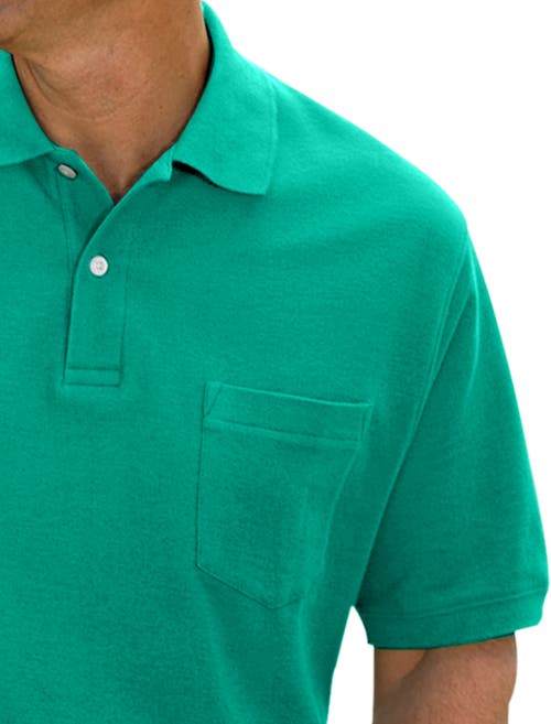 Shop Harbor Bay By Dxl Pocket Piqué Polo Shirt In Winter Green Heather