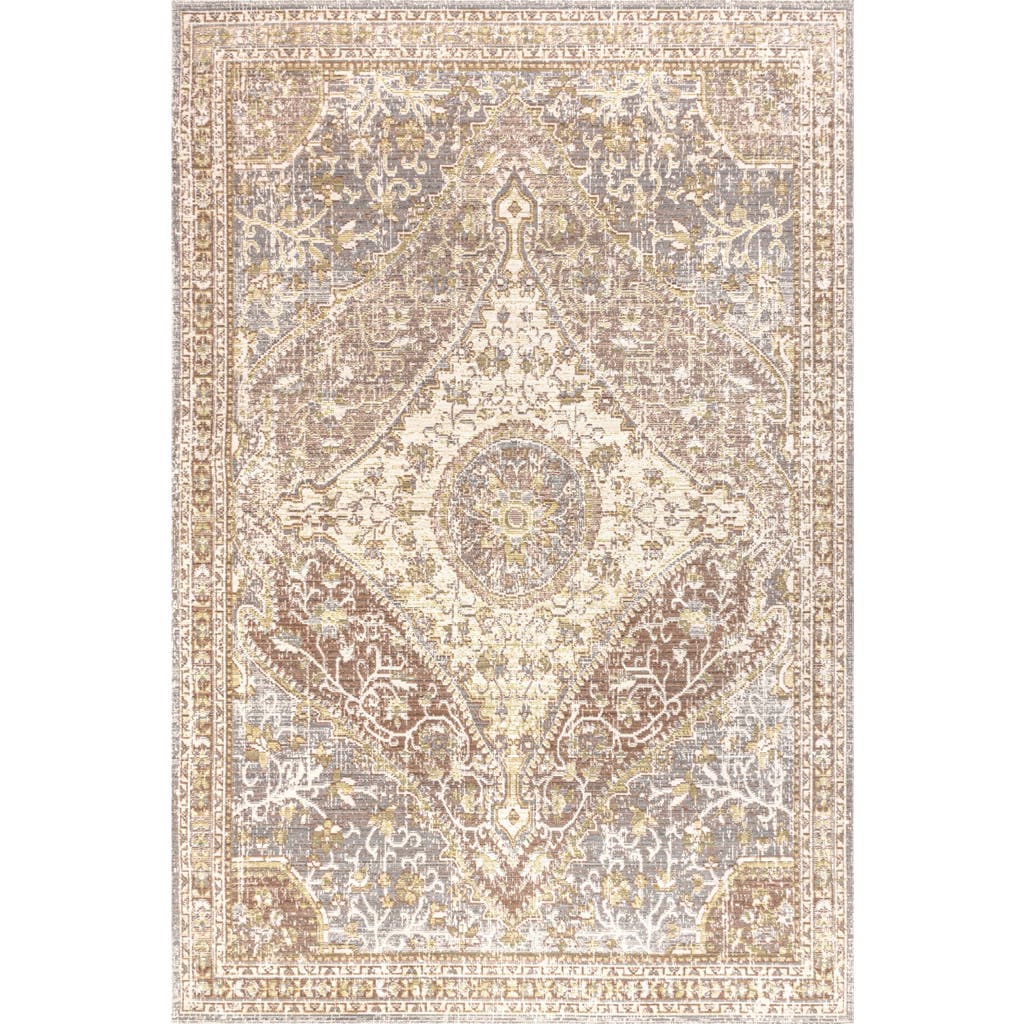 Jonathan Y Petras Modern Ornate Medallion Area Rug In Gray/brown