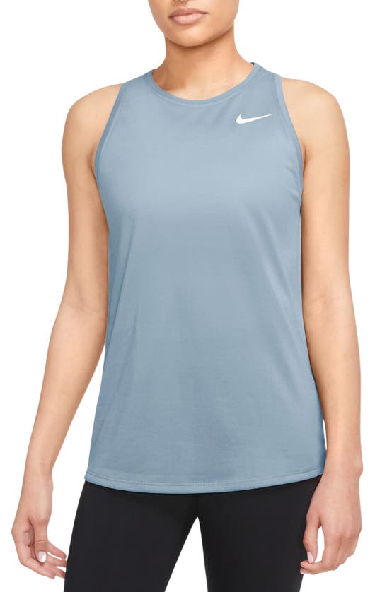 Shop Nike Dri-fit Running Tank In Light Armory Blue/ White
