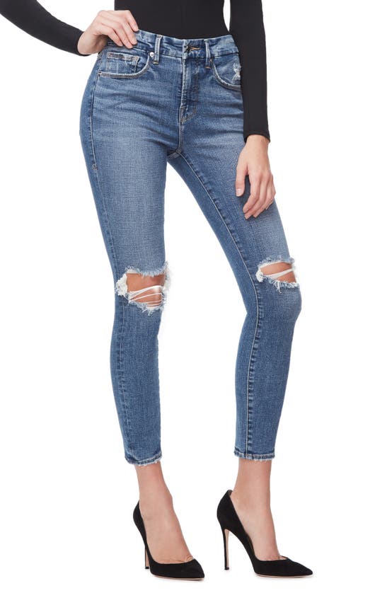 Shop Good American Good Legs High Waist Crop Skinny Jeans In Blue261