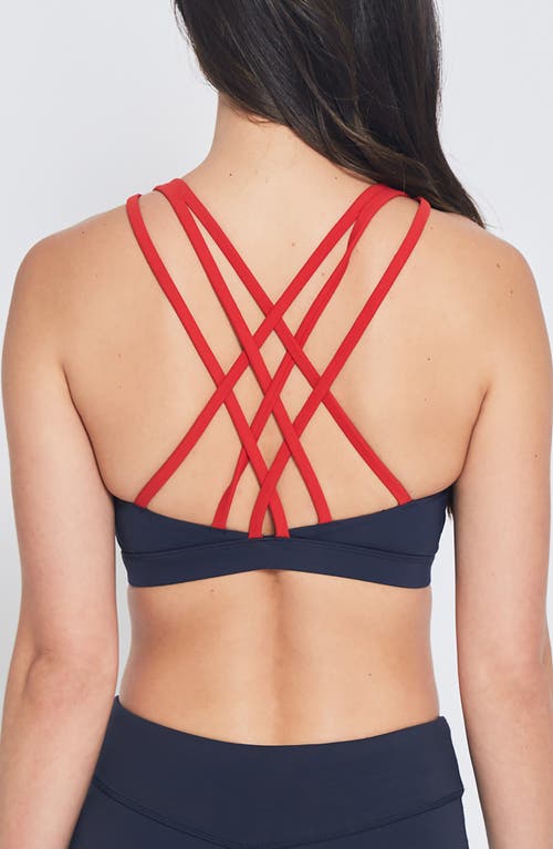L'etoile Sport Sports Bra In Navy W/red Trim