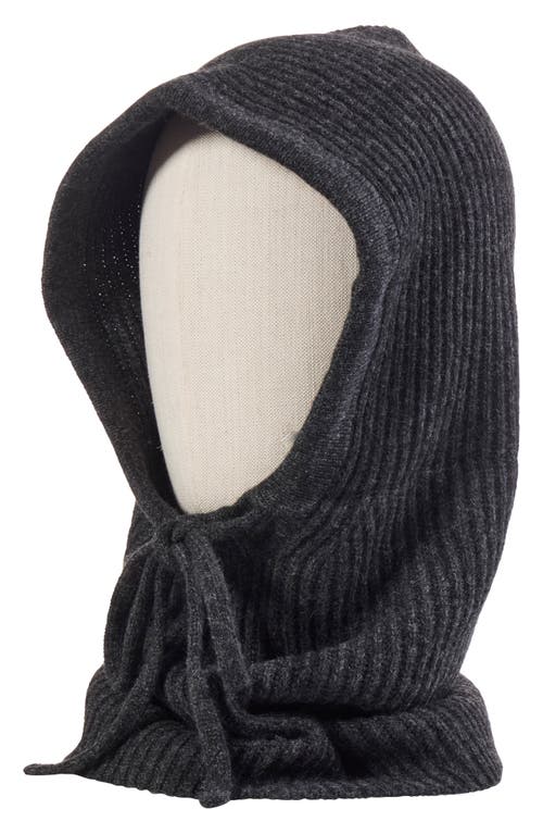 Amicale Cashmere Rib Knit Hood In Charcoal