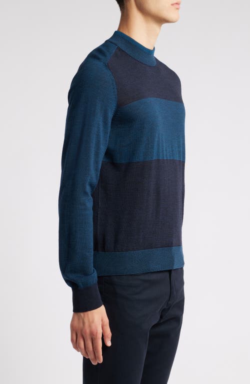 Shop Robert Barakett Cullen Bay Colorblock Wool Sweater In Dark Teal