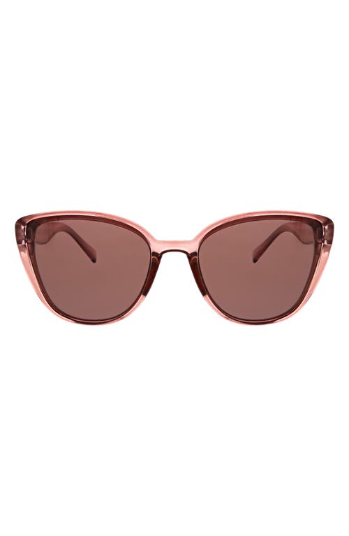 Hurley 58mm Polarized Cat Eye Sunglasses in Crystal Rose at Nordstrom