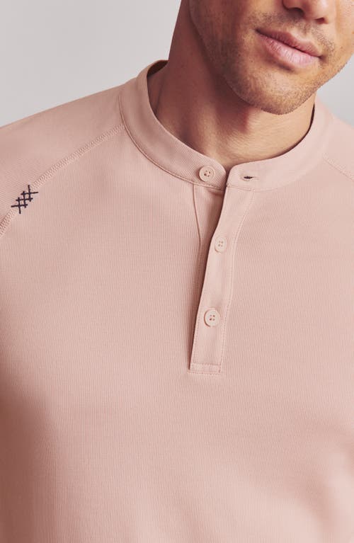 Shop Rhone Delta Piqué Performance Henley In Rose Dust