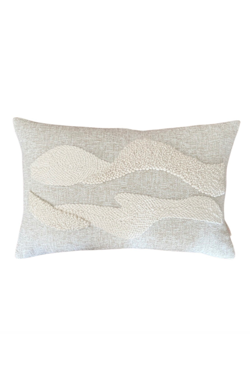 Cotton Tree Punch Needle Pillow- Landscapes Pattern In Gray
